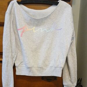 PINK Victoria's Secret Light Gray Sweatshirt with Pastel Logo